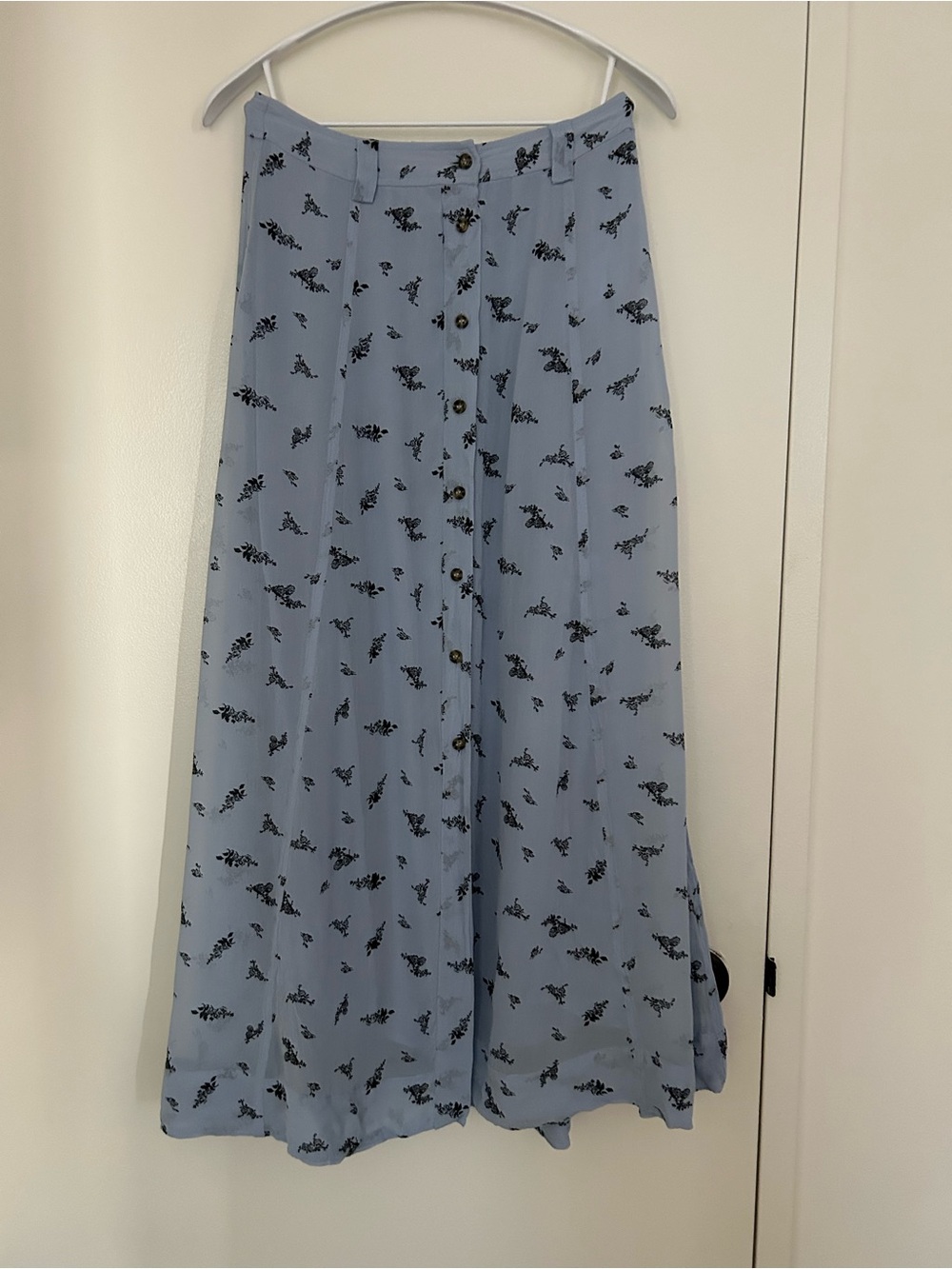 Ganni crepe floral blue long skirt